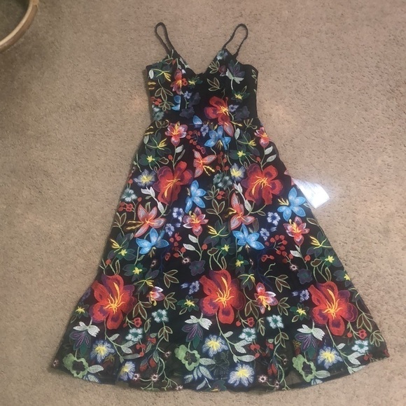 Dress the Population Maren Embroidered Floral Sleeveless Fit & Flare Dress XXS - Picture 4 of 12
